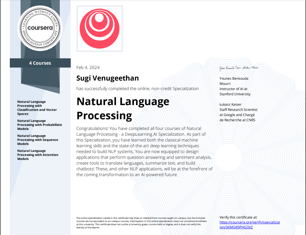 Coursera NLP Specialization